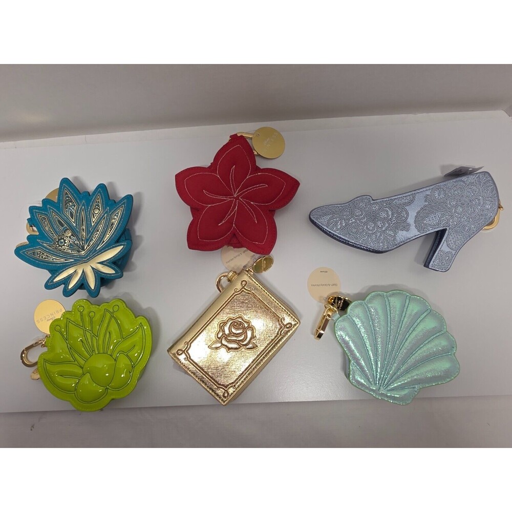 Bath & Body Works Disney Princess FULL SET of 6 Coin Purses Bundle LOT Brand New